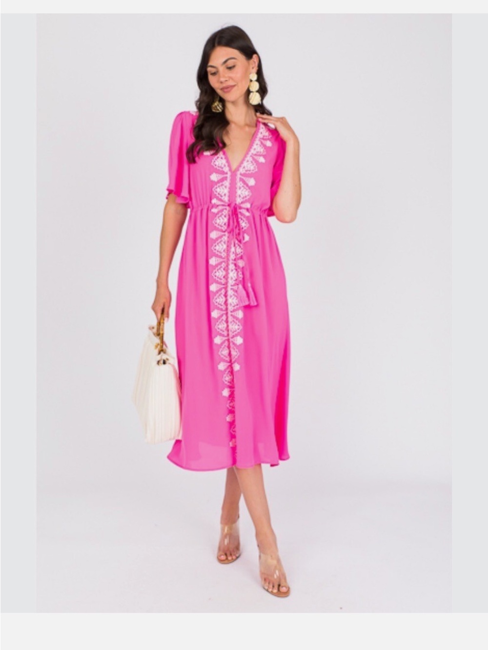 NWOT VICI Strut & Bolt Pink Embroidered Maxi Dress M